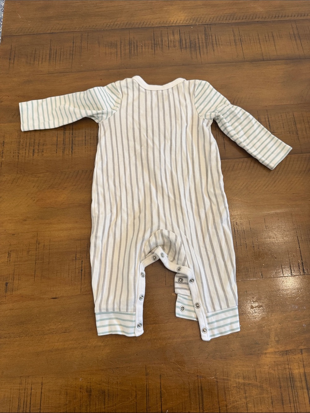 Striped Long-Sleeve Baby Bodysuit Romper in Light Blue - Picture 5 of 5